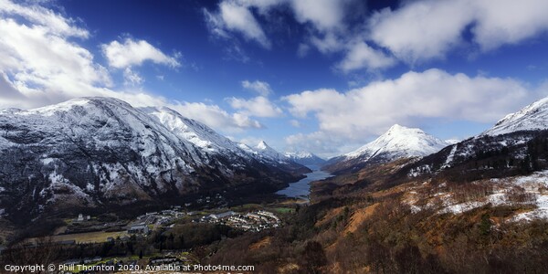 Loch Leven and the village of Kinlochleven. Framed Mounted Print by Phill Thornton