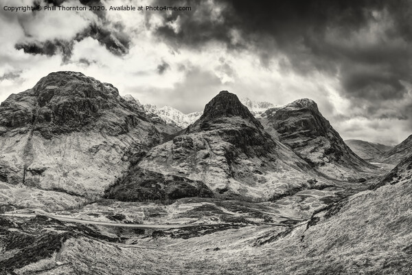 The Three Sisters of Glencoe no.2 B&W Picture Board by Phill Thornton