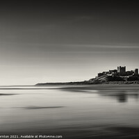 Buy canvas prints of Sunrise over Bamburgh Castle No. 4 B&W. by Phill Thornton