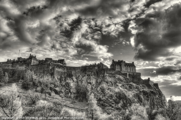 Dramatic skies over Edinburgh Castle Picture Board by Phill Thornton