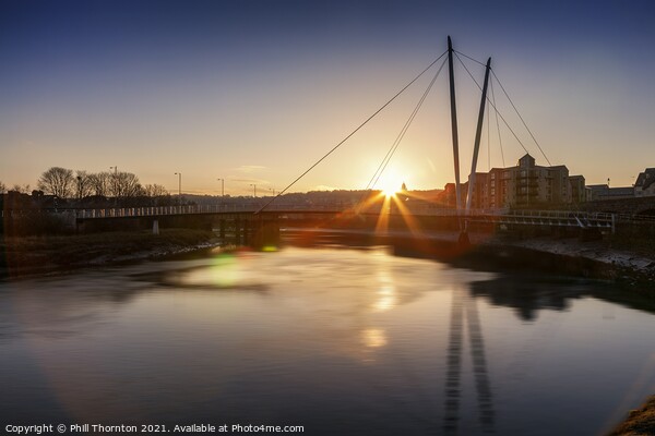 Golden Sunrise on Lune Millennium Bridge Picture Board by Phill Thornton
