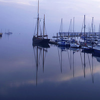 Buy canvas prints of Eerie early morning Brixham harbour by Steve Mantell