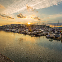 Buy canvas prints of Brixham harbour sunset by Steve Mantell
