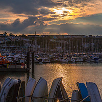 Buy canvas prints of Brixham harbour RNLI lifeboat sunset by Steve Mantell