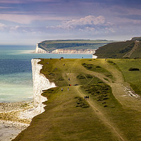 Buy canvas prints of Rolling hills and white cliffs of South Downs by Steve Mantell