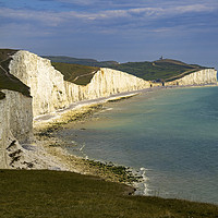 Buy canvas prints of White chalk cliffs shoreline of East Sussex by Steve Mantell
