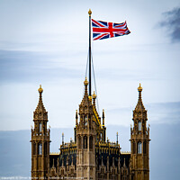 Buy canvas prints of Union Flag over Parliament by Simon Belcher