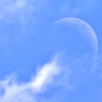 Buy canvas prints of Cloudy Daytime Moon by Susan Snow