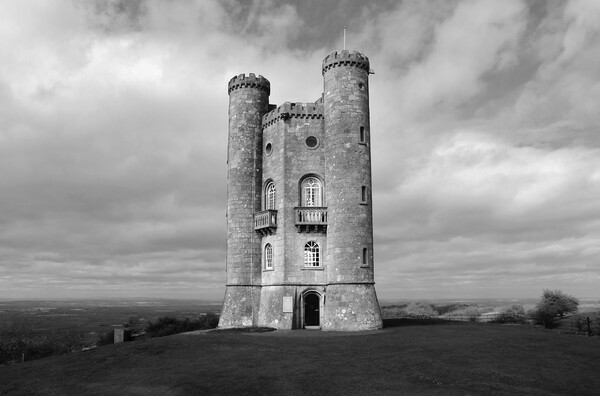 Broadway Tower in Black and White Picture Board by Susan Snow