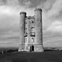 Buy canvas prints of Broadway Tower in Black and White by Susan Snow