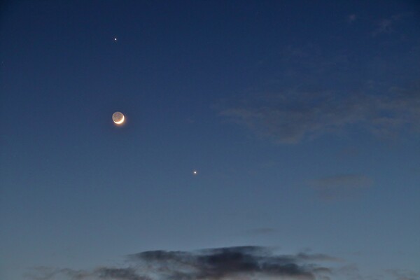 Jupiter, Moon and Venus Conjunction Picture Board by Susan Snow