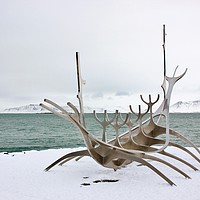 Buy canvas prints of The Sun Voyager Sculpture, Reykjavic by Susan Snow