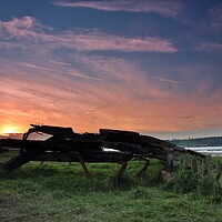 Buy canvas prints of Sunset at Purton Ships’ Graveyard - King / Sally o by Susan Snow