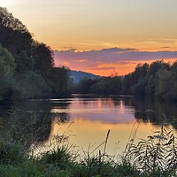 Buy canvas prints of Sunset over the River Severn near Bishop's Norton. by Susan Snow