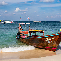 Buy canvas prints of Long Boat at Khai by Mike Hughes