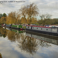 Buy canvas prints of Anderton tow path moorings by Mike Hughes