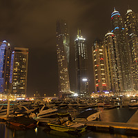 Buy canvas prints of Dubai marina at night by Katy Davison