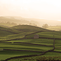 Buy canvas prints of Afternoon sun over a barn of Wensleydale, Dales   by Wendy McDonnell