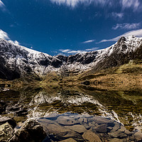 Buy canvas prints of Cwm Idwal By Moonlight by Kingsley Summers