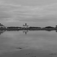 Buy canvas prints of Hurst Point Lighthouse and Cottages in Spring by Rob Evans