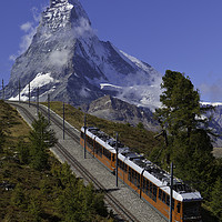 Buy canvas prints of Classic view of the Gornergratbahn proceeding down by David Thurlow