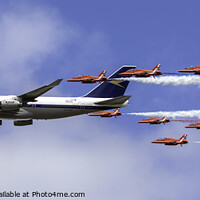 Buy canvas prints of 747 BAOC and Red Arrows flypast by David Thurlow