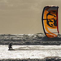 Buy canvas prints of Kite-surfing, Muriwai Beach by Jon Sparks