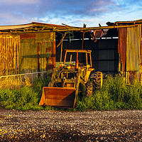 Buy canvas prints of Old barn and tractor by Jon Sparks