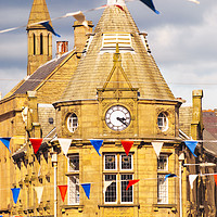 Buy canvas prints of Bunting and public library by Jon Sparks