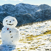 Buy canvas prints of Snowman on Great Gable by Jon Sparks