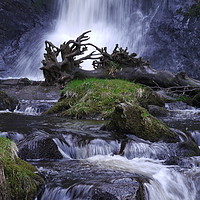 Buy canvas prints of The stunning Pistyll Rhaeadr Waterfall, Snowdonia by Richard Gray