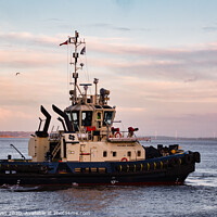 Buy canvas prints of A Majestic Tugboat Sailing through the Mersey Rive by Ben Delves