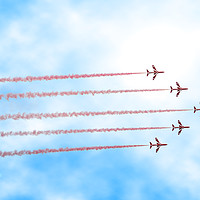 Buy canvas prints of Red Arrows at RIAT, UK by Madhurima Ranu