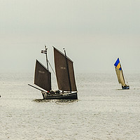 Buy canvas prints of Old Sailing Luggers at Sea by Steve Ransom