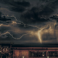 Buy canvas prints of Lightning strike over chatham dockside by stuart bingham
