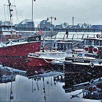 Buy canvas prints of Snow storm on st mary's island by stuart bingham