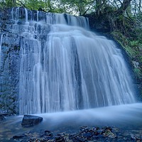 Buy canvas prints of Pistyll Goleu Waterfall, South Wales by Kevin Arscott
