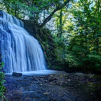 Buy canvas prints of Pistyll Goleu Waterfall, South Wales by Kevin Arscott
