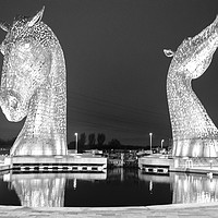 Buy canvas prints of The Kelpies At Night by Paul Gibson