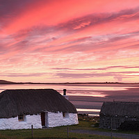 Buy canvas prints of Thatched roof cottage, Solas, North Uist by Gair Brisbane
