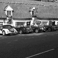 Buy canvas prints of Classic Cars at the Pub by Simon Hill