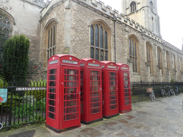Captivating Cambridge Phone Boxes Picture Board by Simon Hill