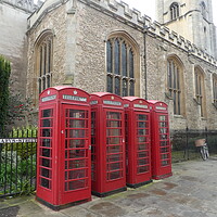 Buy canvas prints of Captivating Cambridge Phone Boxes by Simon Hill