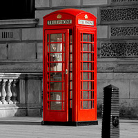 Buy canvas prints of Red Phone Box London oil painting effect by Tony Swain