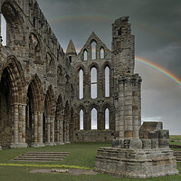Buy canvas prints of Whitby Abbey with rainbow by Tony Swain