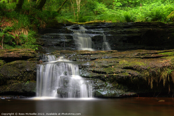 Serene Scottish Waterfall Scene Picture Board by Ross McNeillie