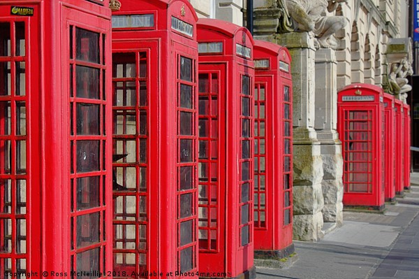Red Phone Boxes Iconic British Nostalgia Picture Board by Ross McNeillie