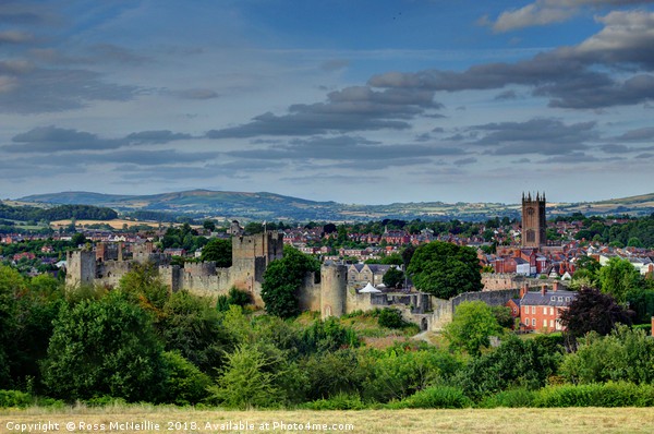 Majestic view of Ludlows medieval town Picture Board by Ross McNeillie
