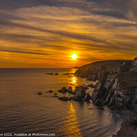 Buy canvas prints of Tranquil Sunset at Westcombe Cove by Ian Stone