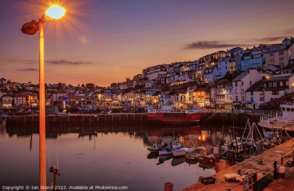 Brixham Harbour at night  Picture Board by Ian Stone
